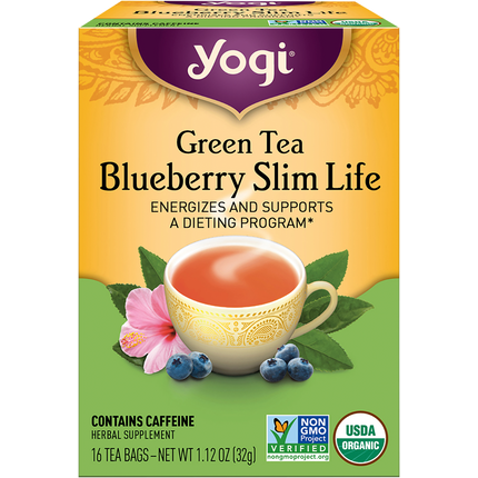 Yogi Tea Green Tea Blueberry Slim Life Herbal Tea Bags 16 Pack