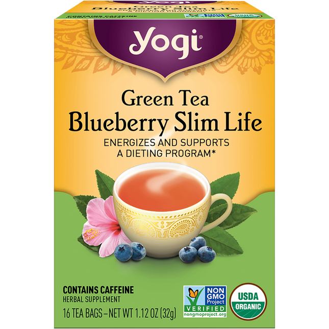 Yogi Tea Green Tea Blueberry Slim Life Herbal Tea Bags 16 Pack