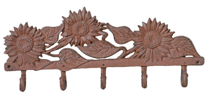 Mr Gecko Sunflower Themed Decorative Wall Mounted 5 Hook Hanger
