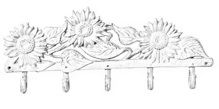 Mr Gecko Sunflower Themed Decorative Wall Mounted 5 Hook Hanger