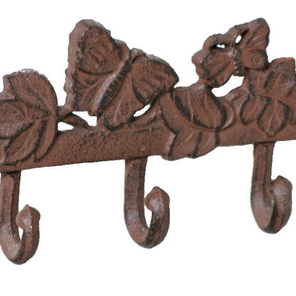 Mr Gecko Decorative Butterfly Wall Mounted Hanger with 3 Hooks