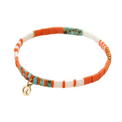 Zafino Tile Bracelet with Coral