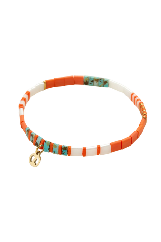 Zafino Tile Bracelet with Coral