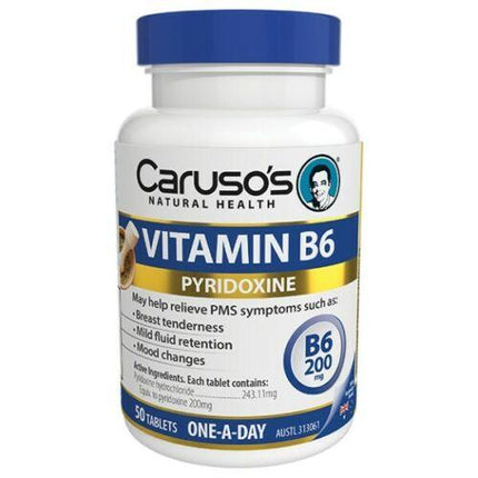 Caruso's Natural Health Vitamin B6 200mg 50 Tablets - OhYouLuckyDuck.com.au