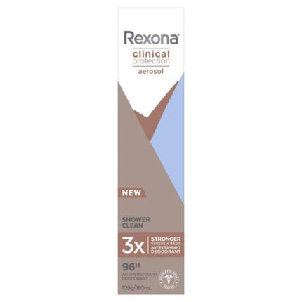 Rexona Clinical Antiperspirant Aerosol Shower Clean 180mL - OhYouLuckyDuck.com.au