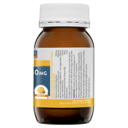 Ethical Nutrients Mega Zinc 40mg With Vitamin C Orange 95g - OhYouLuckyDuck.com.au