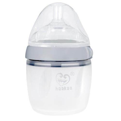 Silicone Baby Bottle (Grey) - 160mL - OhYouLuckyDuck.com.au