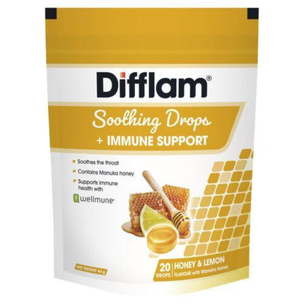 Difflam Soothing Drops + Immune Support Honey & Lemon 20 Drops - OhYouLuckyDuck.com.au