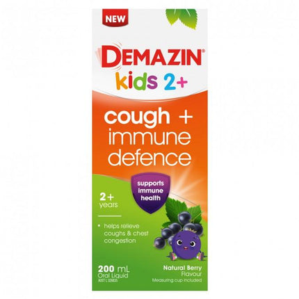 Demazin Kids 2+ Cough + Immune Defence Syrup 200ml - OhYouLuckyDuck.com.au