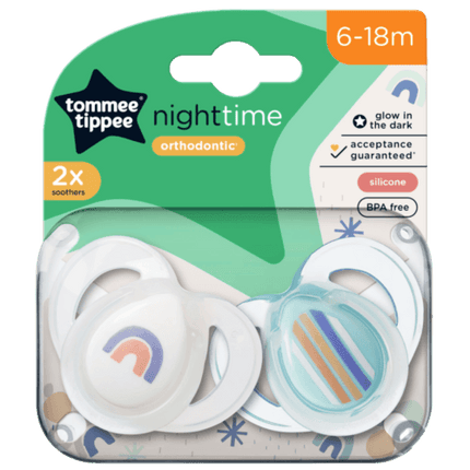 Tommee Tippee Night Time Orthodontic Soothers 6-18m 2 Pack - OhYouLuckyDuck.com.au