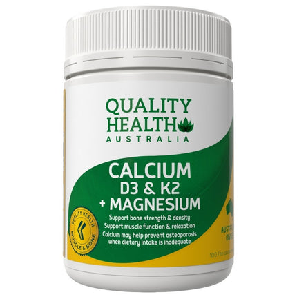 Quality Health Calcium D3 K2 and Magnesium for Bone Health 100 Tablets