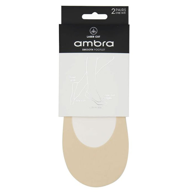 Ambra Smooth Footlet 2 Pack Natural Small