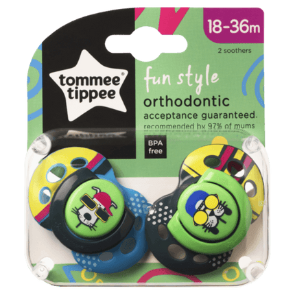 Tommee Tippee Closer to Nature Fun Style Soothers 18-36m 2 Pack - OhYouLuckyDuck.com.au