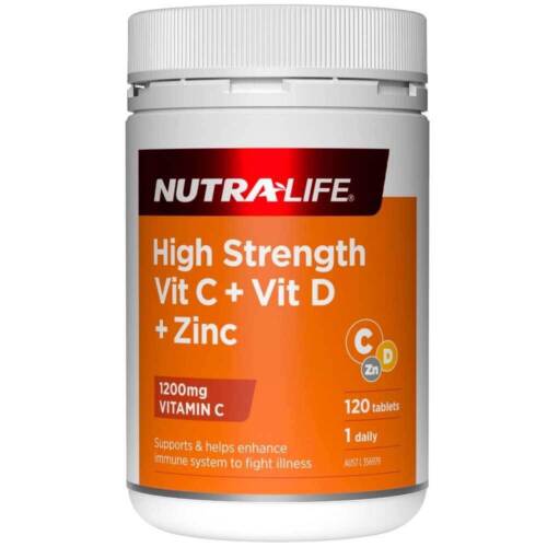 NutraLife High Strength Vit C + Vit D + Zinc 120t - OhYouLuckyDuck.com.au