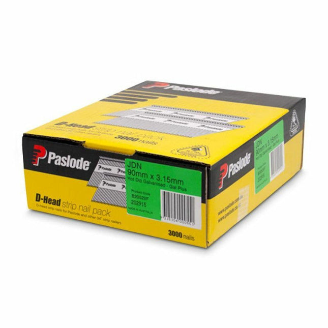 Paslode 90mm x 3.15mm Hot Dipped Galvanised D Head Framing Nails