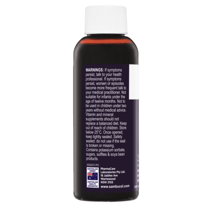 Sambucol Black Elderberry Cold & Flu Relief Kids Liquid 120ml - OhYouLuckyDuck.com.au