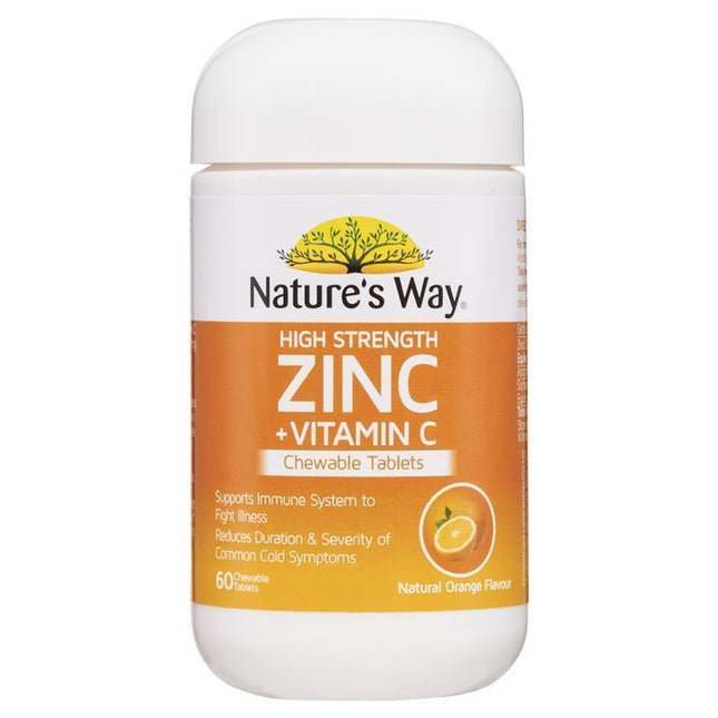 Nature's Way High Strength Zinc + Vitamin C Chewable 60 Tablets - OhYouLuckyDuck.com.au