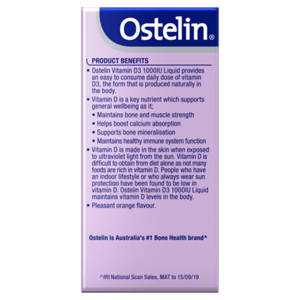 Ostelin Vitamin D3 1000IU Liquid 50ml - OhYouLuckyDuck.com.au