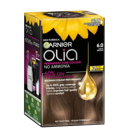 Garnier Olia 6.0 Light Brown Permanent Hair Colour No Ammonia 60% Oils - OhYouLuckyDuck.com.au