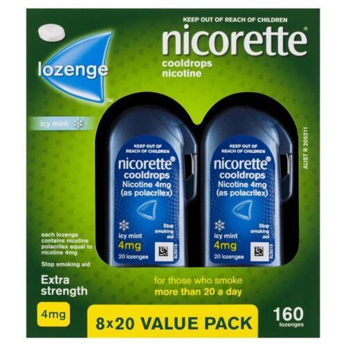 Nicorette Cool Drops Lozenges Icy Mint Extra Strength 8 X 20 Pack - OhYouLuckyDuck.com.au