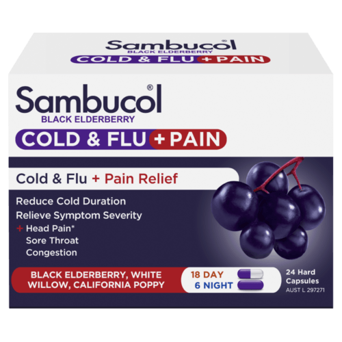 Sambucol Cold & Flu + Pain Relief 24 Capsules