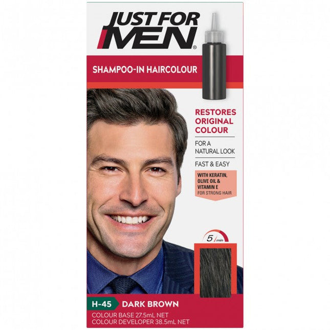 Just For Men Shampoo-In Hair Colour Dark Brown 45 - OhYouLuckyDuck.com.au