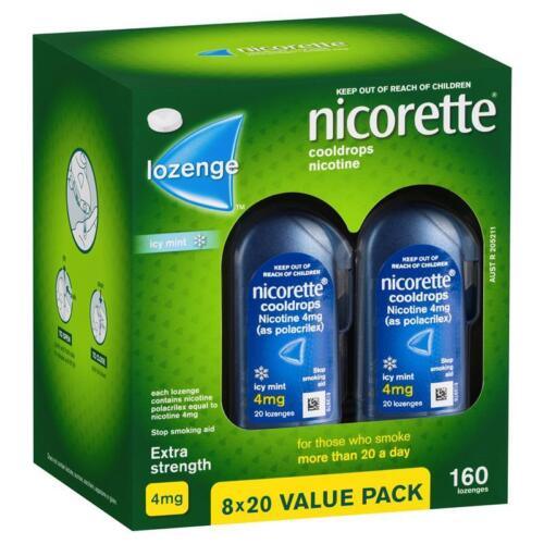 Nicorette Cool Drops Lozenges Icy Mint Extra Strength 8 X 20 Pack - OhYouLuckyDuck.com.au