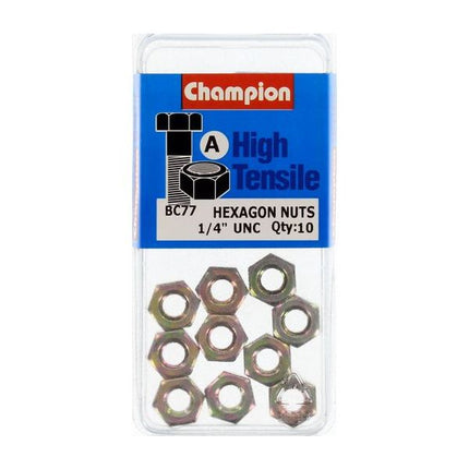 Champion Hex Nut Unc 1/4" (10)