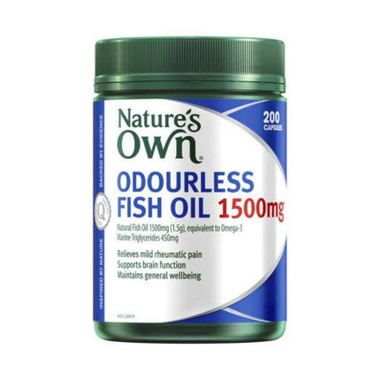 Natures Own Odourless Fish Oil 1500mg 200 Capsules - OhYouLuckyDuck.com.au