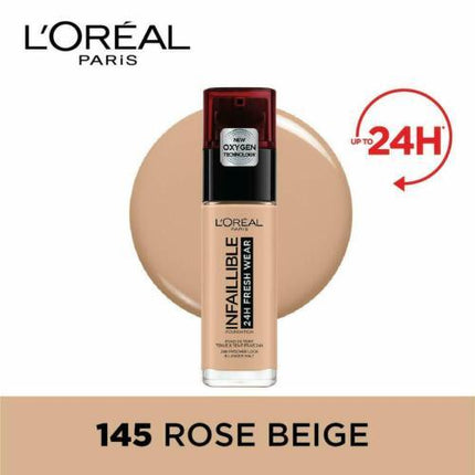 L'Oreal Infallible Liquid Foundation 145 Rose Beige - OhYouLuckyDuck.com.au