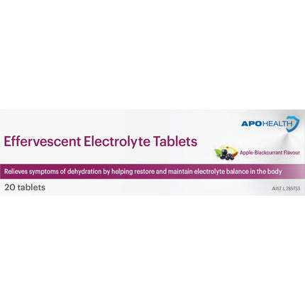 Apo Effervescent Electrolyte Tabs Apple Blackcurrant 20