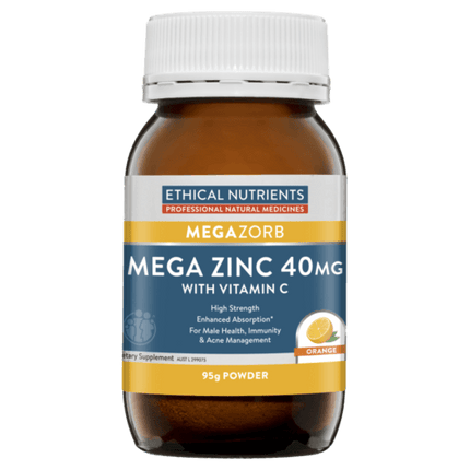 Ethical Nutrients Mega Zinc 40mg With Vitamin C Orange 95g - OhYouLuckyDuck.com.au