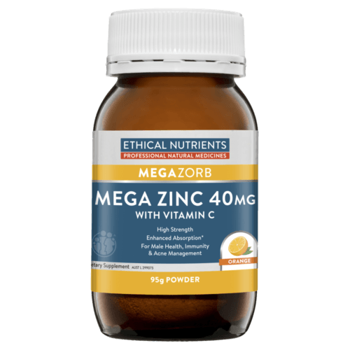 Ethical Nutrients Mega Zinc 40mg With Vitamin C Orange 95g - OhYouLuckyDuck.com.au