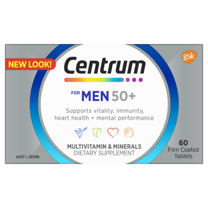 Centrum for Men 50+ Multivitamin 60 Tablets - OhYouLuckyDuck.com.au