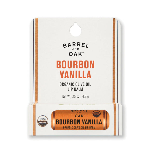 Barrel and Oak Olive Oil Lip Balm Bourbon Vanilla for Dry Chapped Lips 4.3G