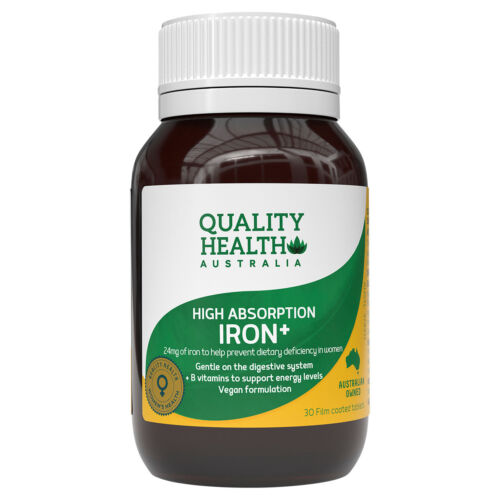 Quality Health Australia High Absorption Iron+ 30 Tablets - OhYouLuckyDuck.com.au