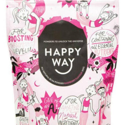 Happy Way BCAA Powder Raspberry 300g - OhYouLuckyDuck.com.au