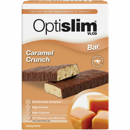 OPTISLIM VLCD Caramel Crunch Bar 5 x 60g - OhYouLuckyDuck.com.au