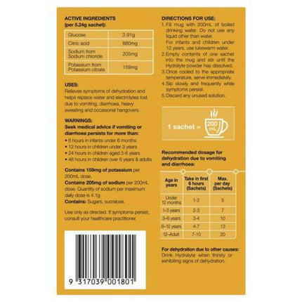 Hydralyte Hot Hydration Drink Lemon Ginger Sachets 10 Pack - OhYouLuckyDuck.com.au