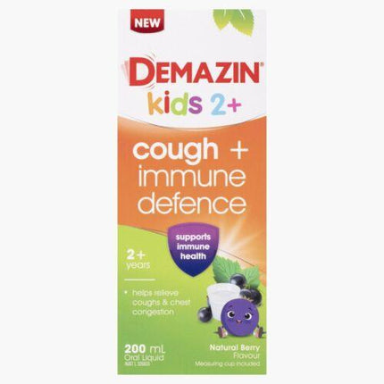 Demazin Kids 2+ Cough + Immune Defence Syrup 200ml - OhYouLuckyDuck.com.au