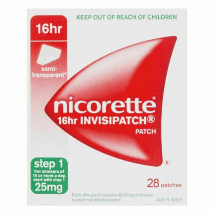 Nicorette Nicotine Patch 16hr Invisipatch Step 1 25mg 28 Patches - OhYouLuckyDuck.com.au