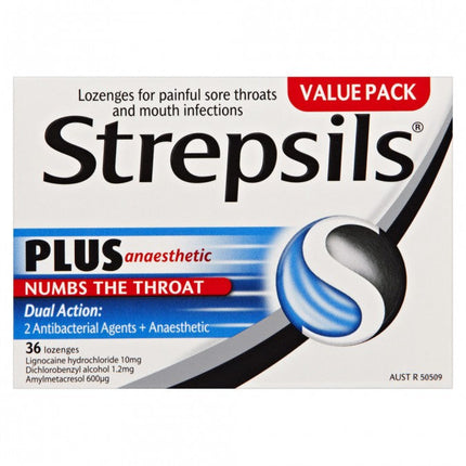 Strepsils Plus Anaesthetic 36 Lozenges - OhYouLuckyDuck.com.au