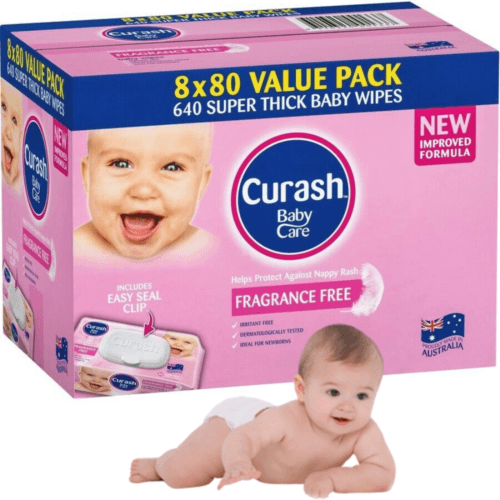 Curash Fragrance Free Baby Wipes 8 x 80 Bulk Pack - OhYouLuckyDuck.com.au