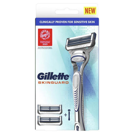 Gillette Skinguard Razor Handle + 2 Cartridges - OhYouLuckyDuck.com.au