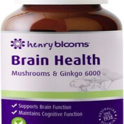 Blooms Brain Health Mushrooms & Ginkgo 6000 Caps 40 - OhYouLuckyDuck.com.au
