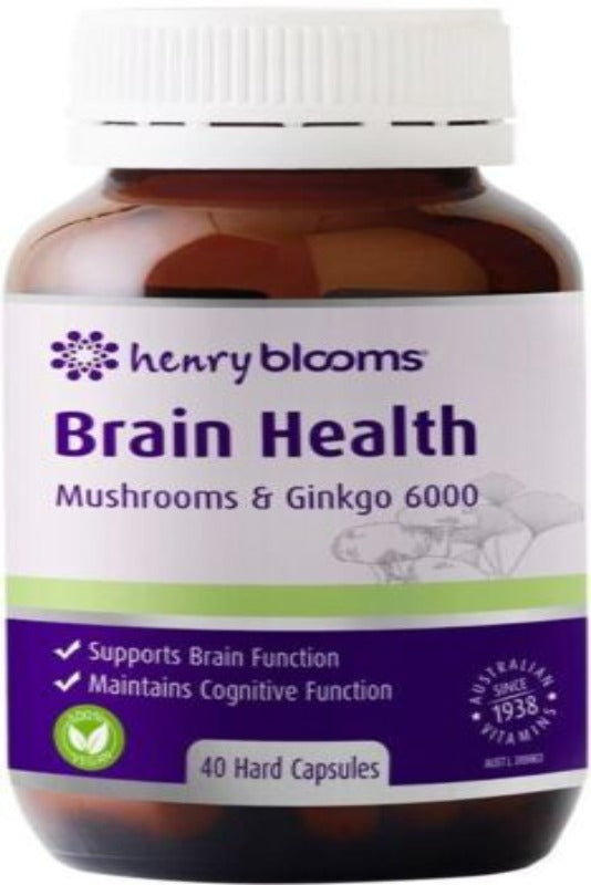 Blooms Brain Health Mushrooms & Ginkgo 6000 Caps 40 - OhYouLuckyDuck.com.au