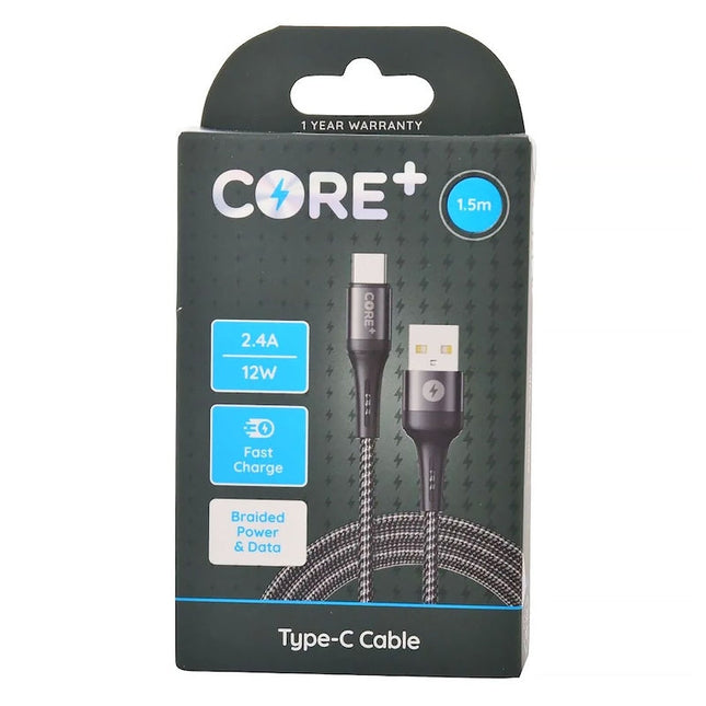 Core Plus Braided Cable 1.5m USB A to Type C