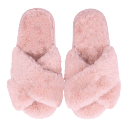 Snuggups Womens Cross Open Toe Slippers Blush XL