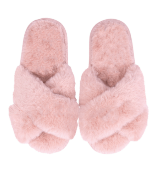 Snuggups Womens Cross Open Toe Slippers Blush XL