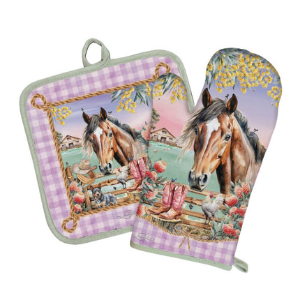Country Dusk Oven Mitt And Pot Holder Set